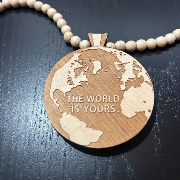 GoodWood NYC Earth Necklace Wooden Pendant Wooden Beaded - Picture 2 of 4